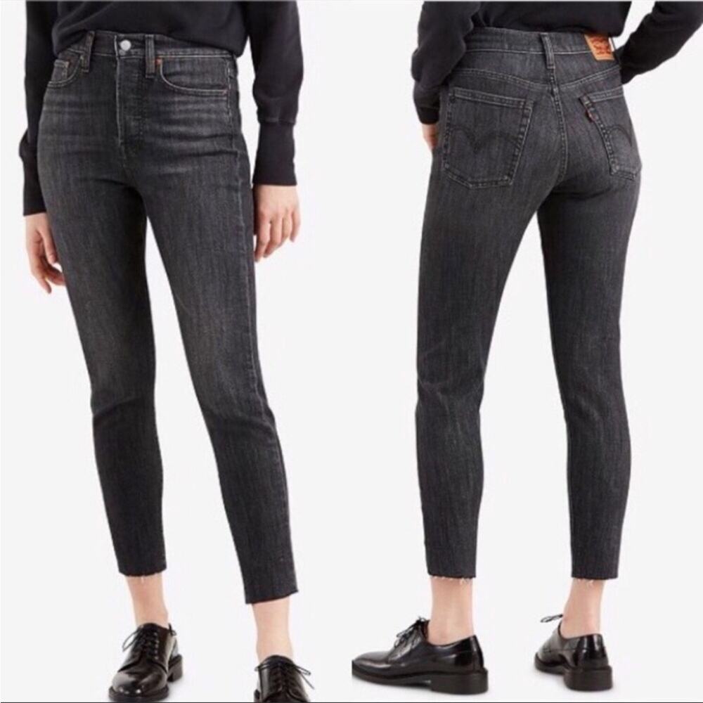 Levi's Wedgie Raw Hem Skinny Jeans Charcoal/Faded Black Size 27 - Picture 2 of 16